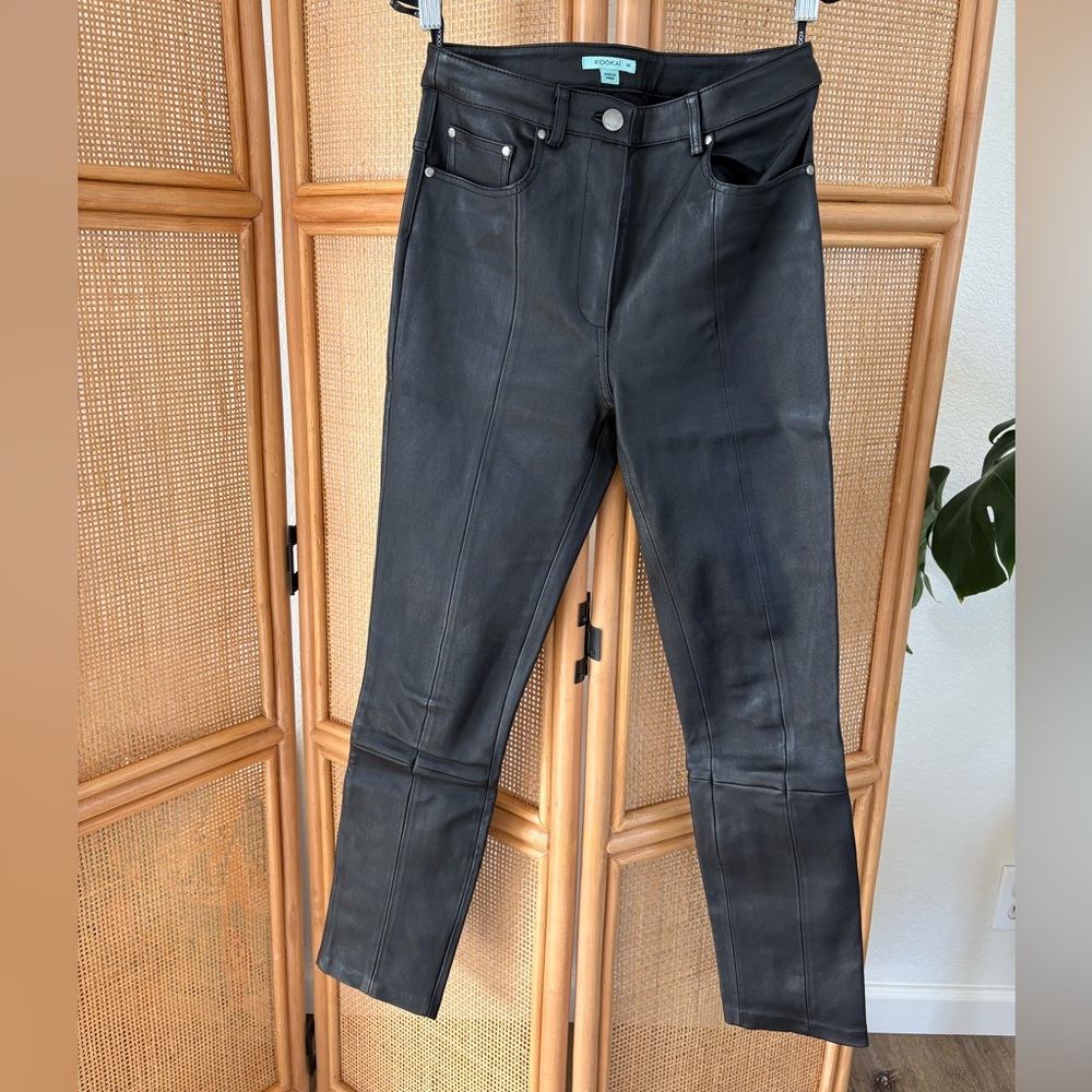 KOOKAI Genuine Leather Black Skinny Pants Size EUR 34 /US 2